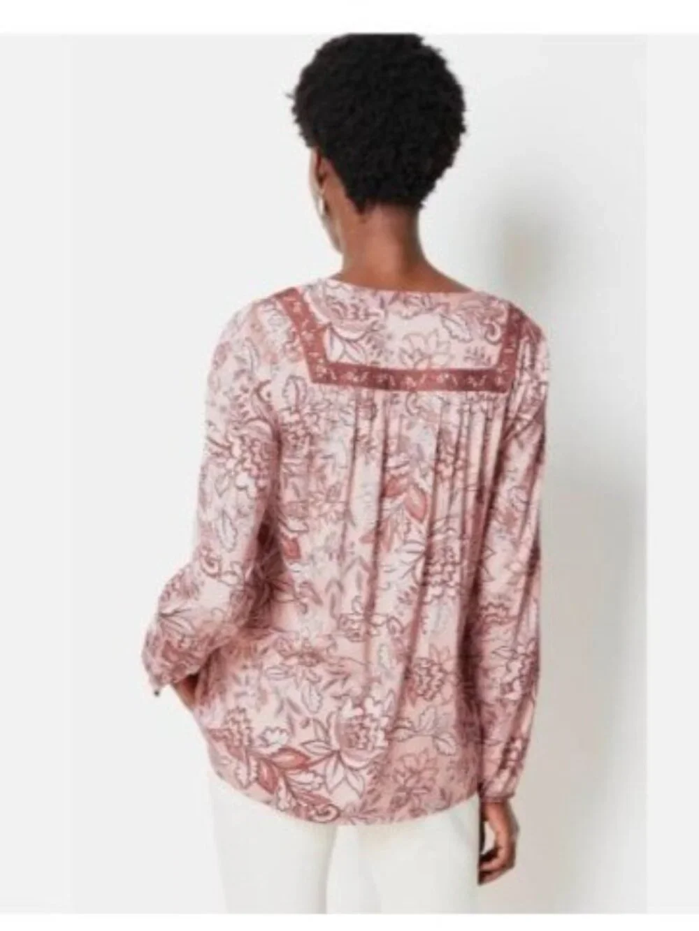 J. Jill Womens Floral Print Boho Tunic Top size 2X plus Pink  Brown Rayon - Picture 8 of 8
